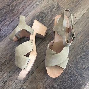 Madewell Crisscross Clogs Suede Olive Grove 8.5 NWT